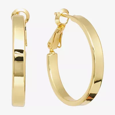 Silver Reflections 24K Gold Over Brass 26mm Hoop Earrings