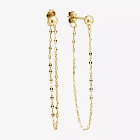 Silver Treasures Front And Back Chain 14K Gold Over Silver Drop Earrings