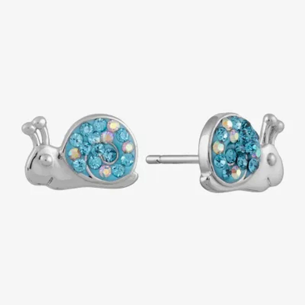 Silver Treasures Snail Crystal Sterling Silver 7.3mm Stud Earrings