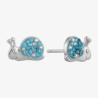 Silver Treasures Snail Crystal Sterling Silver 7.3mm Stud Earrings