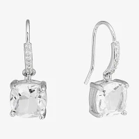 Silver Treasures Crystal Sterling Silver Drop Earrings