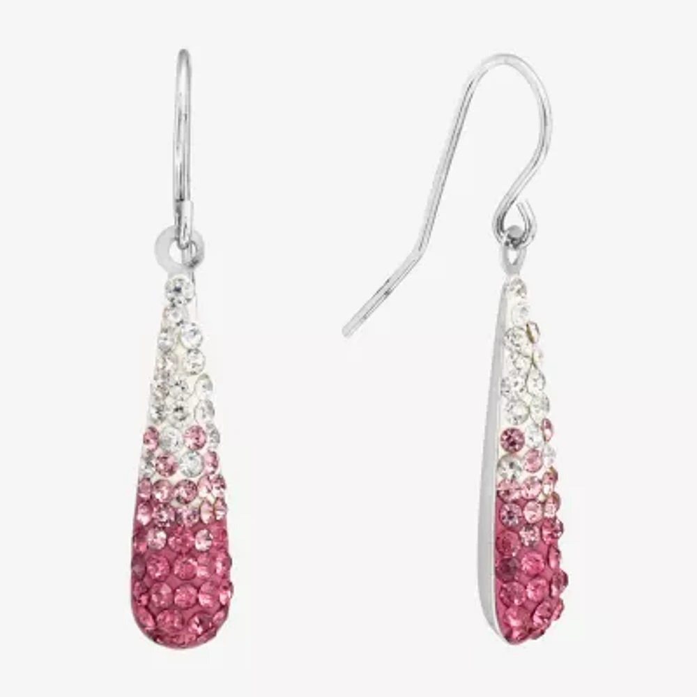 Silver Treasures Ombre Crystal Sterling Drop Earrings