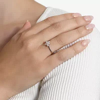 Silver Treasures Delicate Womens Cubic Zirconia Sterling Silver Flower Delicate Stackable Ring