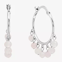 Sparkle Allure Genuine Stone Beaded Womens Pink 32.5mm Hoop Earrings