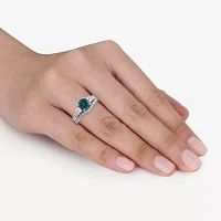 Lab Created Emerald & 1/7 CT. T.W. Diamond 10K White Gold Bridal Set