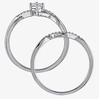 1/5 CT.T.W. Natural Diamond Bridal Ring Set Sterling Silver