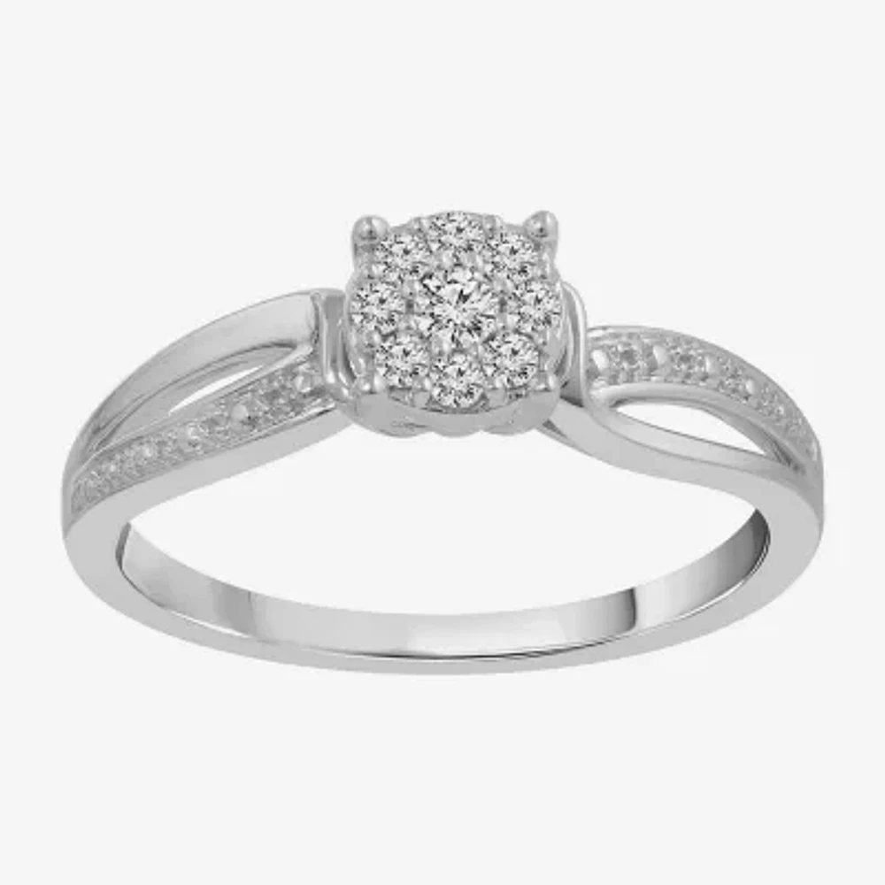 Promise My Love Womens 1/6 CT. T.W. Natural White Diamond Sterling Silver Round Promise Ring