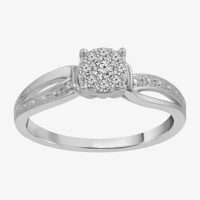 Promise My Love Womens 1/6 CT. T.W. Natural White Diamond Sterling Silver Round Promise Ring