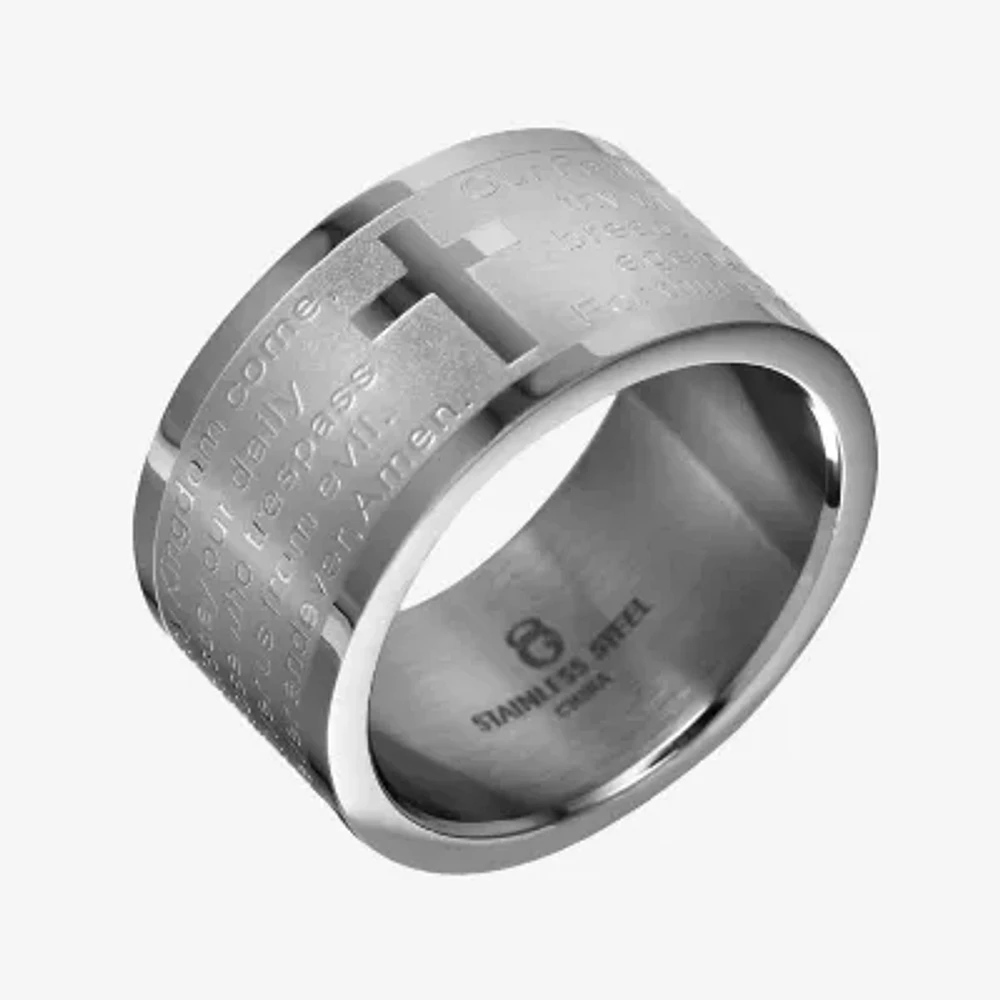 Mens Stainless Steel Lord's Prayer Wedding Band