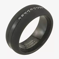 8MM 1/5 CT. Natural Black Diamond Tungsten Wedding Band