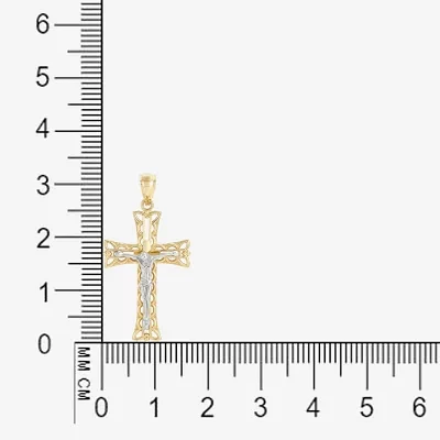 14K Two-Tone Gold Crucifix Cross Pendant