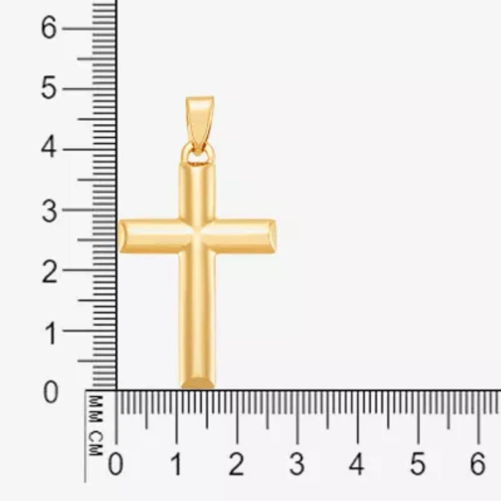 14K Yellow Gold High-Polish Hollow Cross Charm