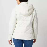 St. John's Bay Womens Removable Hood Midweight Puffer Jacket