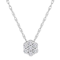 Diamond Blossom 1/3 CT.T.W. Natural Diamond Sterling SIlver Pendant Necklace