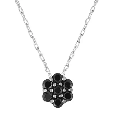 Diamond Blossom 1/5 CT.T.W. Color-Enhanced Black Diamond Pendant Necklace