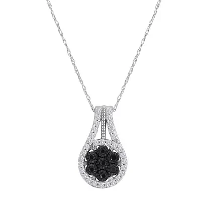 Diamond Blossom 1/3 CT.T.W. Color-Enhanced Black Diamond Pendant Necklace