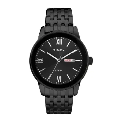 Timex Mens Black Stainless Steel Bracelet Watch Tw2t50400ji