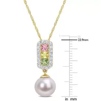 Womens White Cultured Freshwater Pearl 14K Gold Pendant Necklace