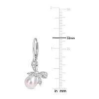 Diamond Accent White Cultured Freshwater Pearl Sterling Silver Drop Earrings