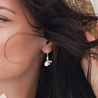 Diamond Accent White Cultured Freshwater Pearl Sterling Silver Drop Earrings