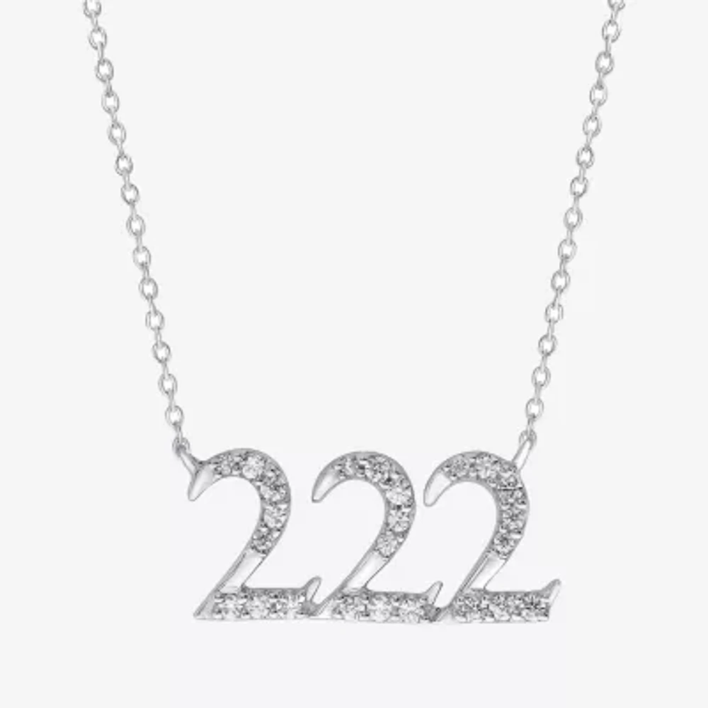 Angel Number 222 Womens 1/6 CT. T.W. Natural White Diamond Sterling Silver Pendant Necklaces