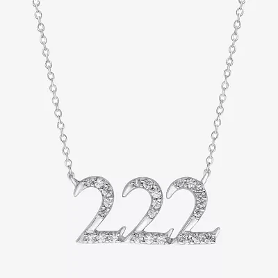 Angel Number 222 Womens 1/6 CT. T.W. Natural White Diamond Sterling Silver Pendant Necklaces