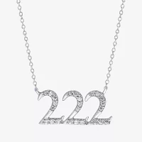 Angel Number 222 Womens 1/6 CT. T.W. Natural White Diamond Sterling Silver Pendant Necklaces