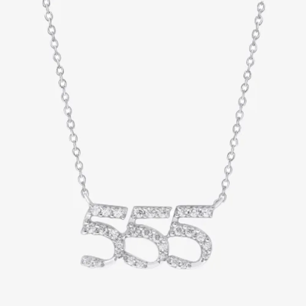 Angel Number 555 Womens 1/5 CT. Natural White Diamond Sterling Silver Pendant Necklaces