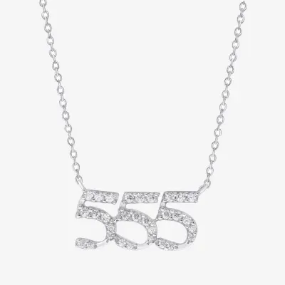 Angel Number 555 Womens 1/5 CT. Natural White Diamond Sterling Silver Pendant Necklaces