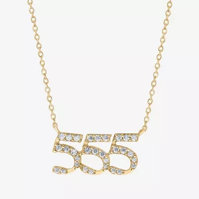 Angel Number 555 Womens 1/5 CT. Natural White Diamond 14K Gold Over Silver Pendant Necklaces