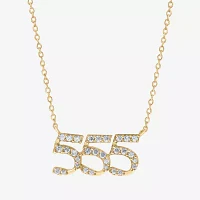 Angel Number 555 Womens 1/5 CT. Natural White Diamond 14K Gold Over Silver Pendant Necklaces