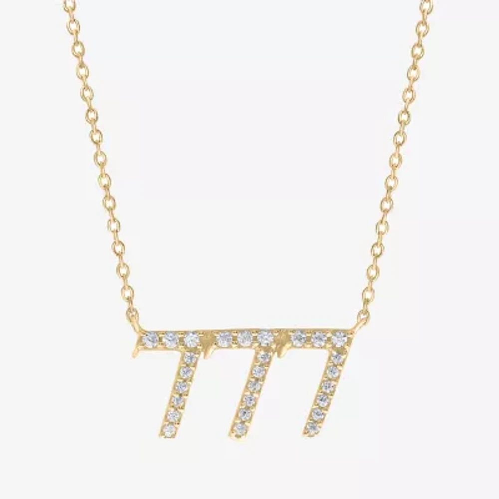 Angel Number 777 Womens 1/6 CT. T.W. Natural White Diamond 14K Gold Over Silver Pendant Necklace