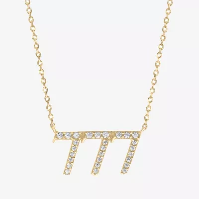 Angel Number 777 Womens 1/6 CT. T.W. Natural White Diamond 14K Gold Over Silver Pendant Necklace