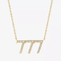 Angel Number 777 Womens 1/6 CT. T.W. Natural White Diamond 14K Gold Over Silver Pendant Necklace
