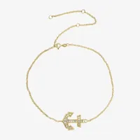 14K Gold Over Silver 10 Inch Solid Cable Anchor Ankle Bracelet