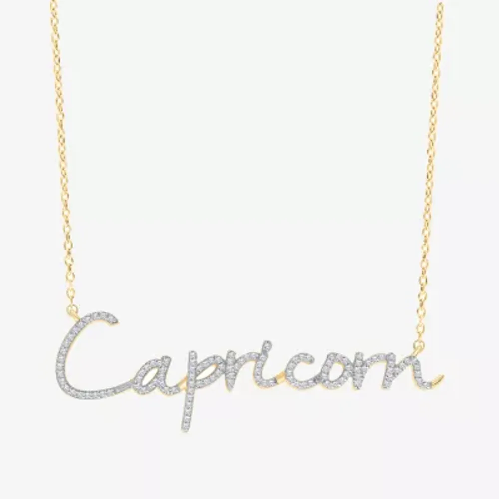Capricorn Womens 1/3 CT. T.W. Natural White Diamond 14K Gold Over Silver Pendant Necklaces