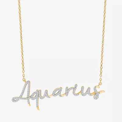 Aquarius Womens 1/3 CT. T.W. Natural White Diamond 14K Gold Over Silver Pendant Necklaces