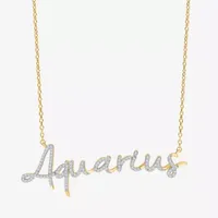 Aquarius Womens 1/3 CT. T.W. Natural White Diamond 14K Gold Over Silver Pendant Necklace