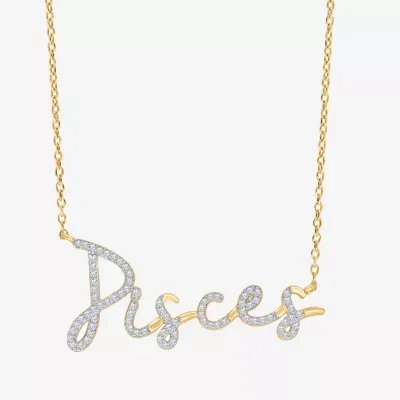 Pisces Womens 1/3 CT. T.W. Natural White Diamond 14K Gold Over Silver Pendant Necklaces