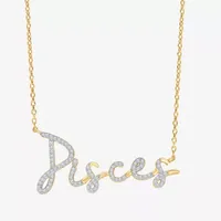 Pisces Womens 1/3 CT. T.W. Natural White Diamond 14K Gold Over Silver Pendant Necklace