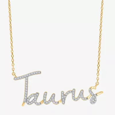 Taurus Womens 1/3 CT. T.W. Natural White Diamond 14K Gold Over Silver Pendant Necklaces