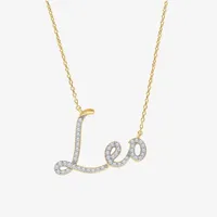 Leo Womens 1/3 CT. T.W. Natural White Diamond 14K Gold Over Silver Pendant Necklace