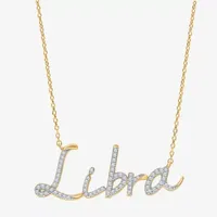 Libra Womens 1/3 CT. T.W. Natural White Diamond 14K Gold Over Silver Pendant Necklace