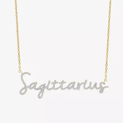 Sagittarius Womens 1/3 CT. T.W. Natural White Diamond 14K Gold Over Silver Pendant Necklaces