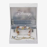 Disney Classics Womens Pink Quartz 14K Gold Over Brass Heart Mickey Mouse Minnie Mouse Bolo Bracelet