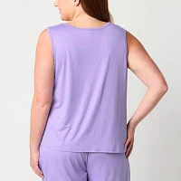 Ambrielle Womens Plus Sleeveless V Neck Pajama Top