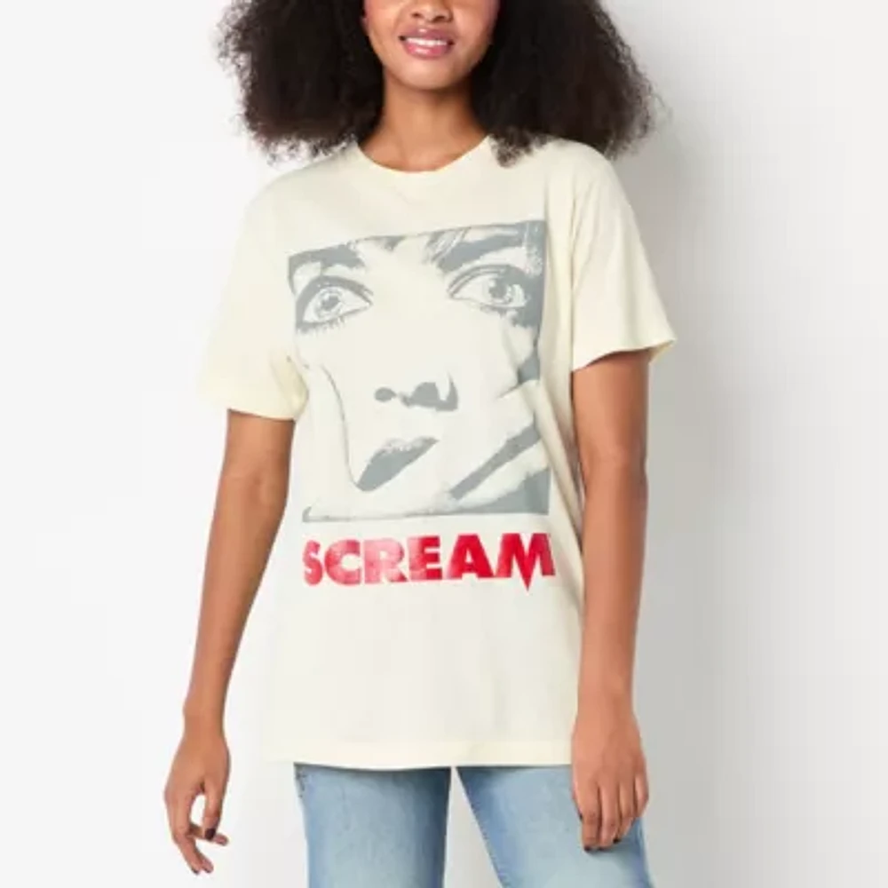 Juniors Scream Oversized Tee Womens Crew Neck Short Sleeve Graphic T-Shirt