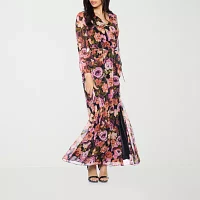 Premier Amour Womens Long Sleeve Floral Maxi Dress