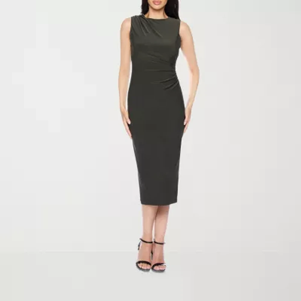 Premier Amour Womens Sleeveless Midi Sheath Dress