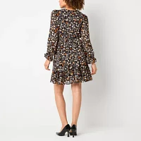 Melonie T 3/4 Split-Sleeve Floral Fit + Flare Dress